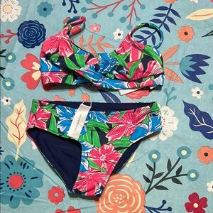 Vineyard Vines Pink and Green Bikini Set Tropical Floral